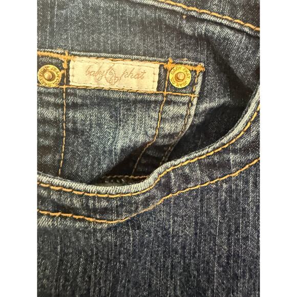 Baby Phat Women’s Jeans Size 11 Straight Leg Dark Wash Gold Cat Logo Y2K Denim - Picture 3 of 10